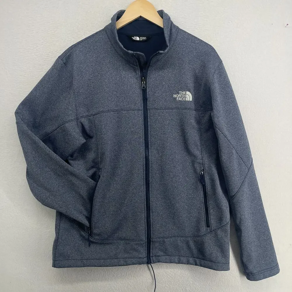 THE NORTH FACE Jacket Men L Canyonwall Windwall Softshell Fleece Grid Lined Blue